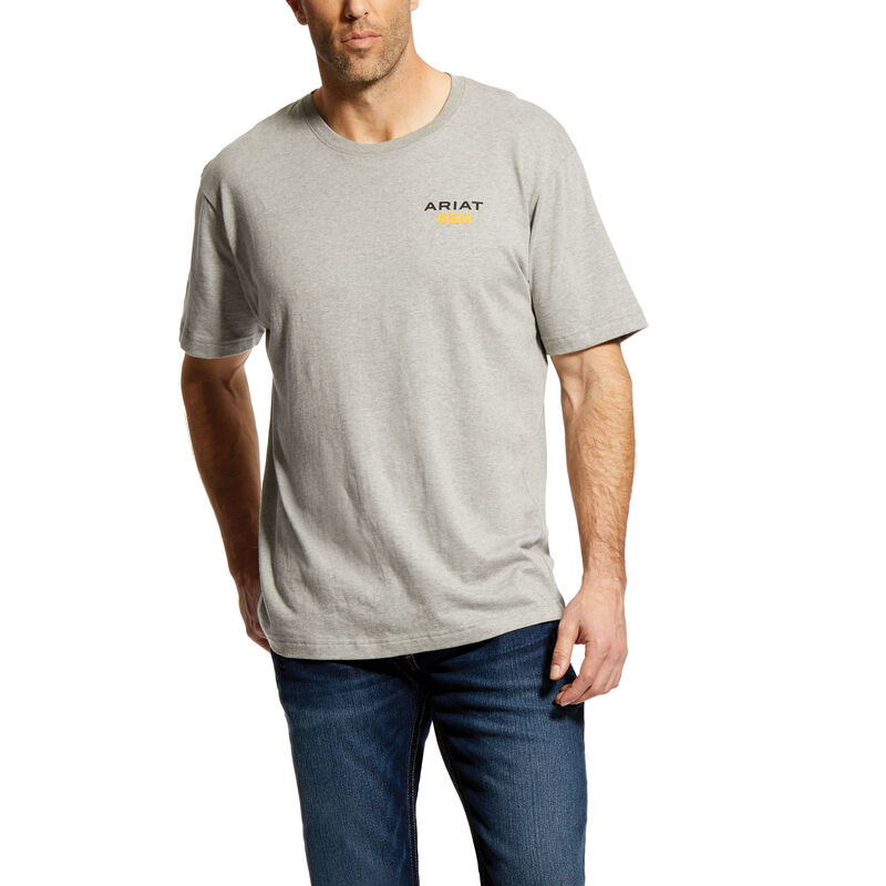 Ariat Work: Rebar Cotton Strong Logo Camisetas Hombre - Gris (MFPUC9126)